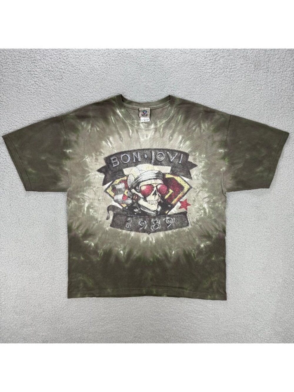 Liquid Blue Bon Jovi 1989 T Shirt XL Grey Tie Dye Tour 2007 Reprint Vintage Y2K
